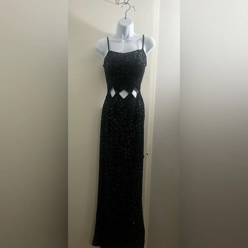 Scala Black Glitter Prom Dress - Picture 2 of 11